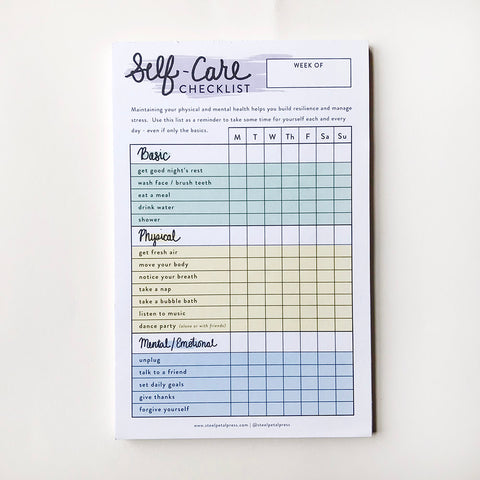 Self Care Checklist Tracker - Steel Petal Press