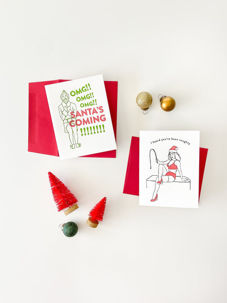 Letterpress Christmas card - Naughty Christmas