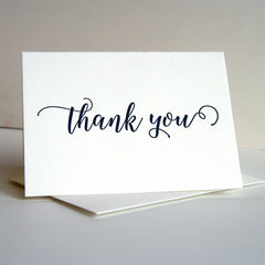 Navy Thanks - Letterpress Thank You Greeting Card