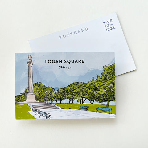 Logan Monument Chicago Postcard