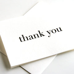 Plain Thanks Black - Letterpress Thank You Greeting Card