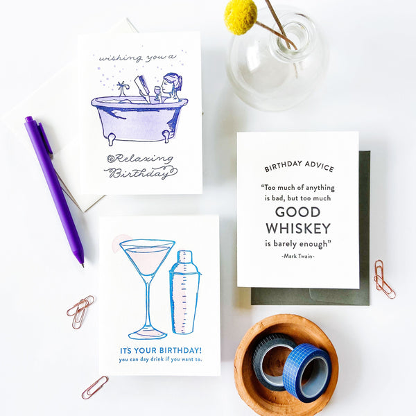 Birthday Whiskey - Letterpress Birthday Greeting Card