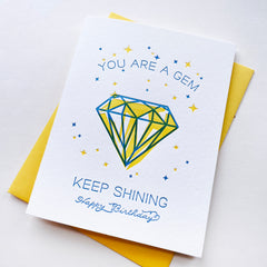 You Are A Gem Birthday - Letterpress Birthday Greeting Card