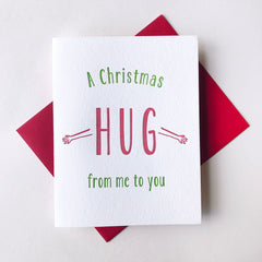 Christmas Hug - Sweet Cozy Letterpress Holiday Christmas Greeting Card