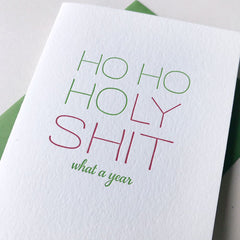 HOHOHoly Shit - Sarcastic Letterpress Holiday Christmas Greeting Card