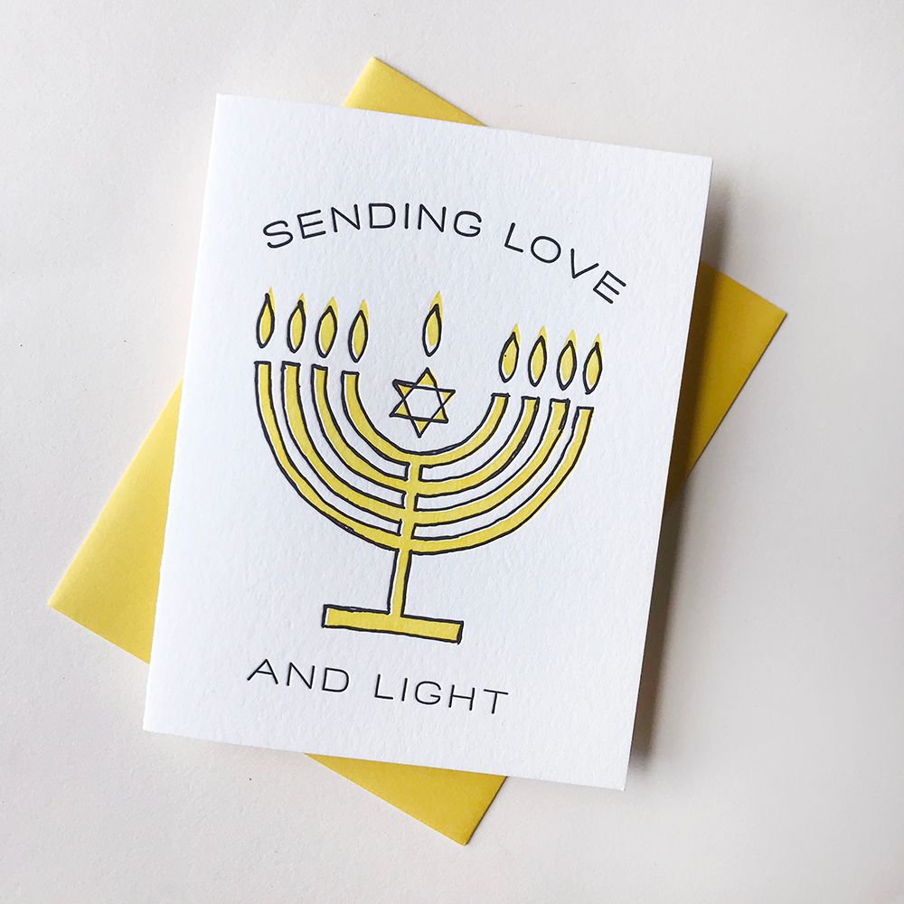 Menorah Love Light - Steel Petal Press Letterpress Card