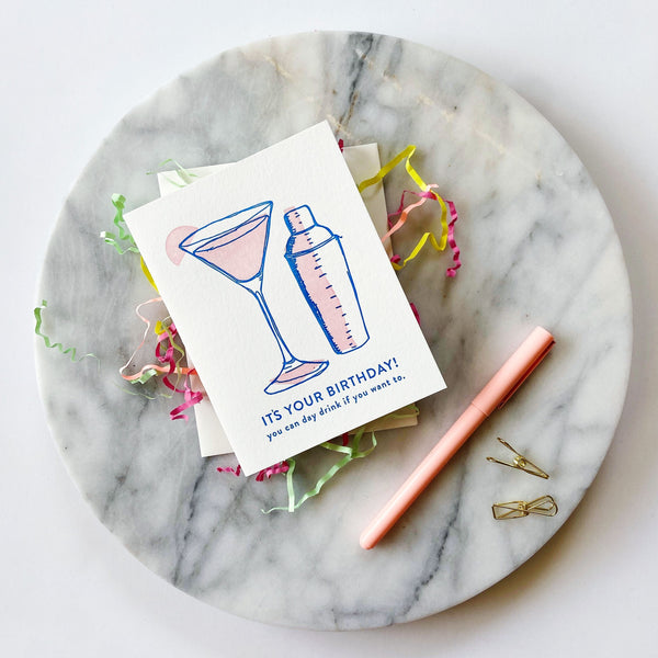 Day Drink Birthday - Letterpress Birthday Greeting Card