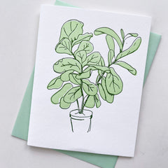Fiddle Leaf Fig - Letterpress Thank You Greeting Card