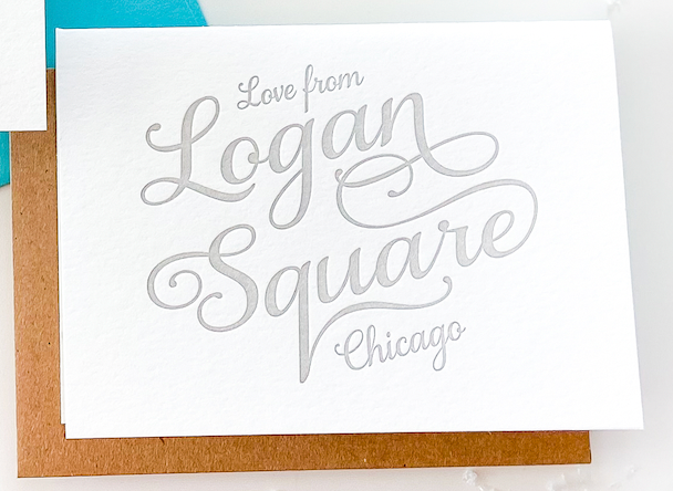 Letterpress Regional Greeting card - Logan Square Love