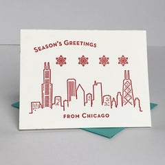 Season's Greetings Chicago -  Letterpress Regional Christmas Holiday Card