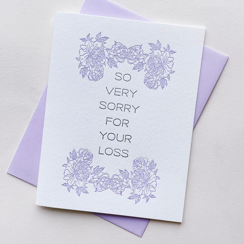 Letterpress sympathy card - Very Sorry Loss