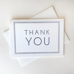 Thank You Navy Frame - Letterpress Thank You Greeting Card