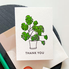 Monstera Thanks - Letterpress Thank You Greeting Card