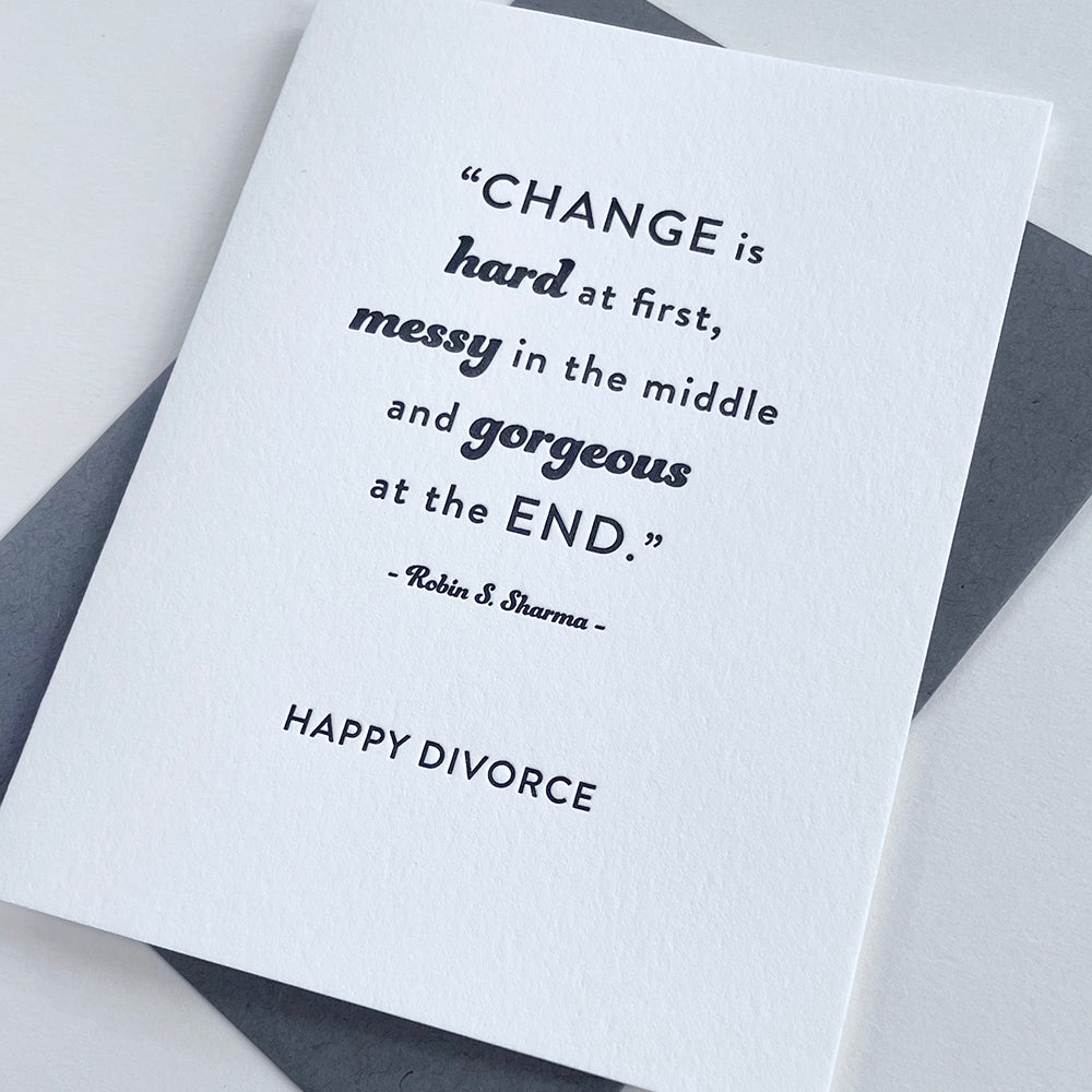 Letterpress divorce card - Change Is Gorgeous