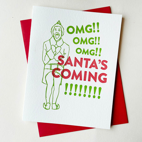 Letterpress holiday card - Santa's Elf