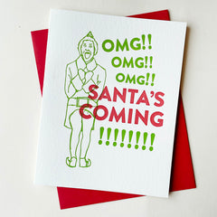 Santa's Elf - Pop Culture Letterpress Holiday Christmas Greeting Card