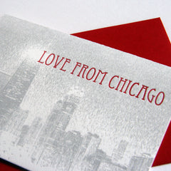 Love from Chicago Skyline - Letterpress Regional Greeting Card